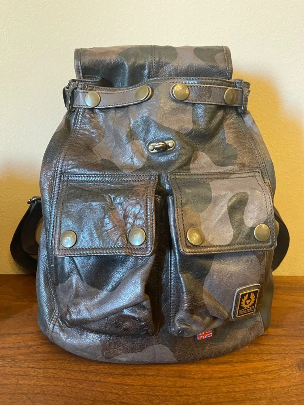 Belstaff Roadmaster Camouflage Leather Backpack New! Retail $428